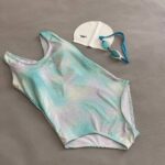 مایو زنانه مدل speedo پشت قهرمانی طرح دار آبی شاین